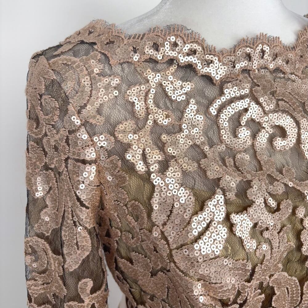 NWT Tadashi Shoji Paillette Embroidered Gown in Gisng Size 12 - Picture 5 of 16